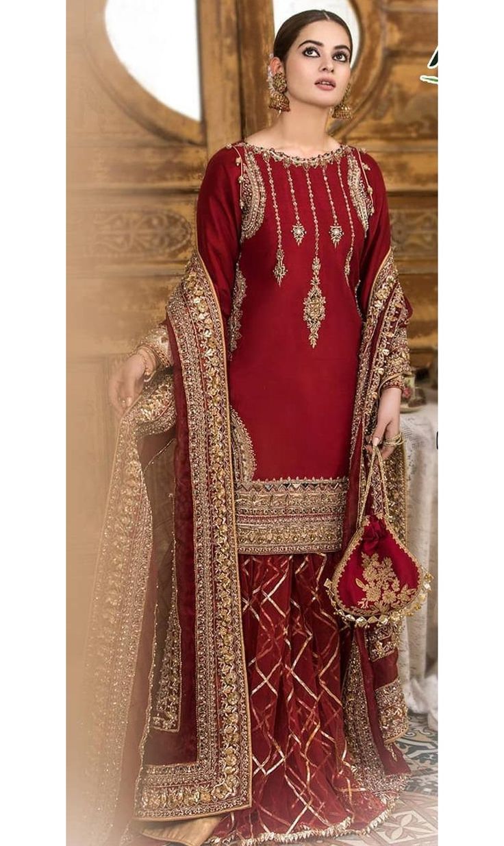 Bridal Suit / Wedding Suit | Red, Maroon, Pink & Gold