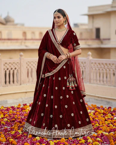 Bridal Lehenga / Wedding Outfit | Red, Maroon, Pink & Gold