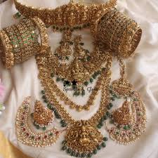 Bridal Matching Jewellery Set | Necklace, Earrings, Bangles & Maang Tikka 